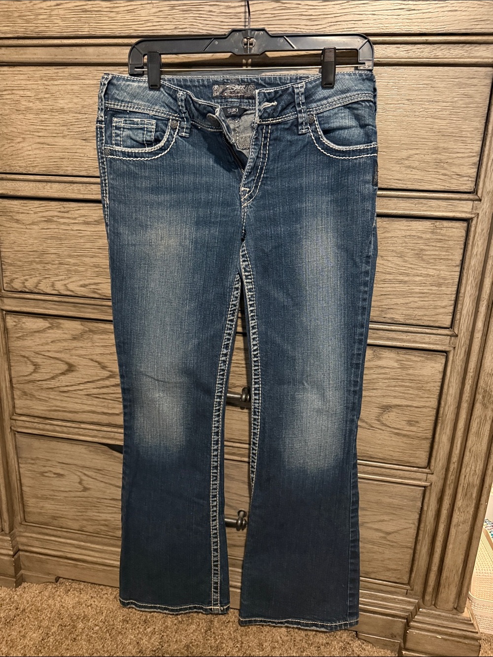 Silver Jeans Women's Distressed Blue Bootcut Denim